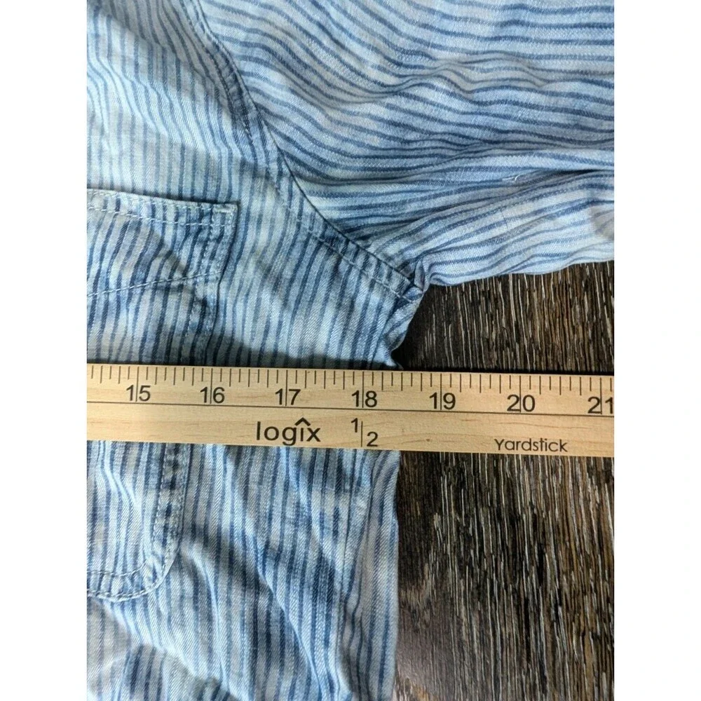 Cloth & Stone Blue Stripes LONG SLEEVE ROMPER SHORTS Women's Size‎ S Boho 200 - Picture 7 of 8